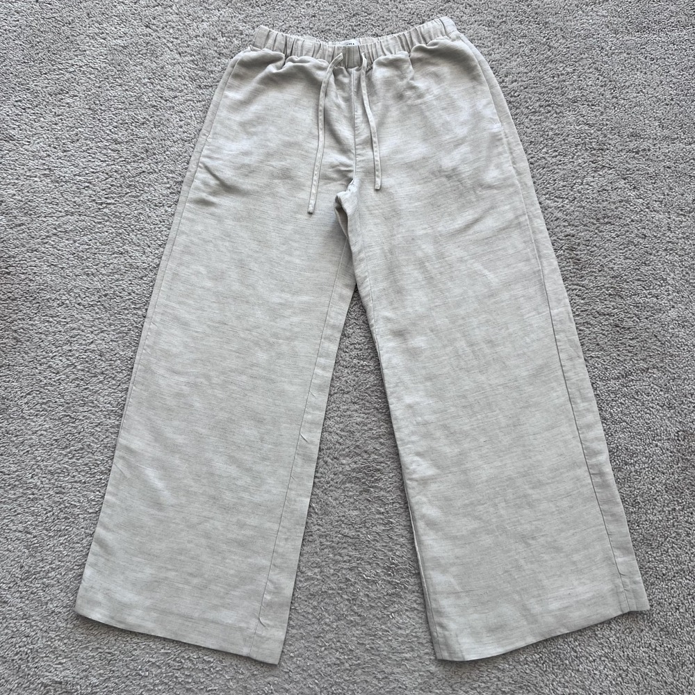 Aritzia The Lodge Pant Cruise Linen Wide Leg Drawstring Pants Womens XS White